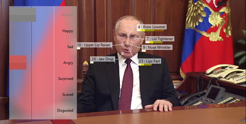 Ekspresja złości na twarzy Władimira Putina.